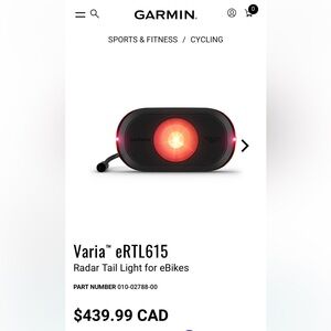 Garmin Varia eRTL615 Bike Sensor Rear Light